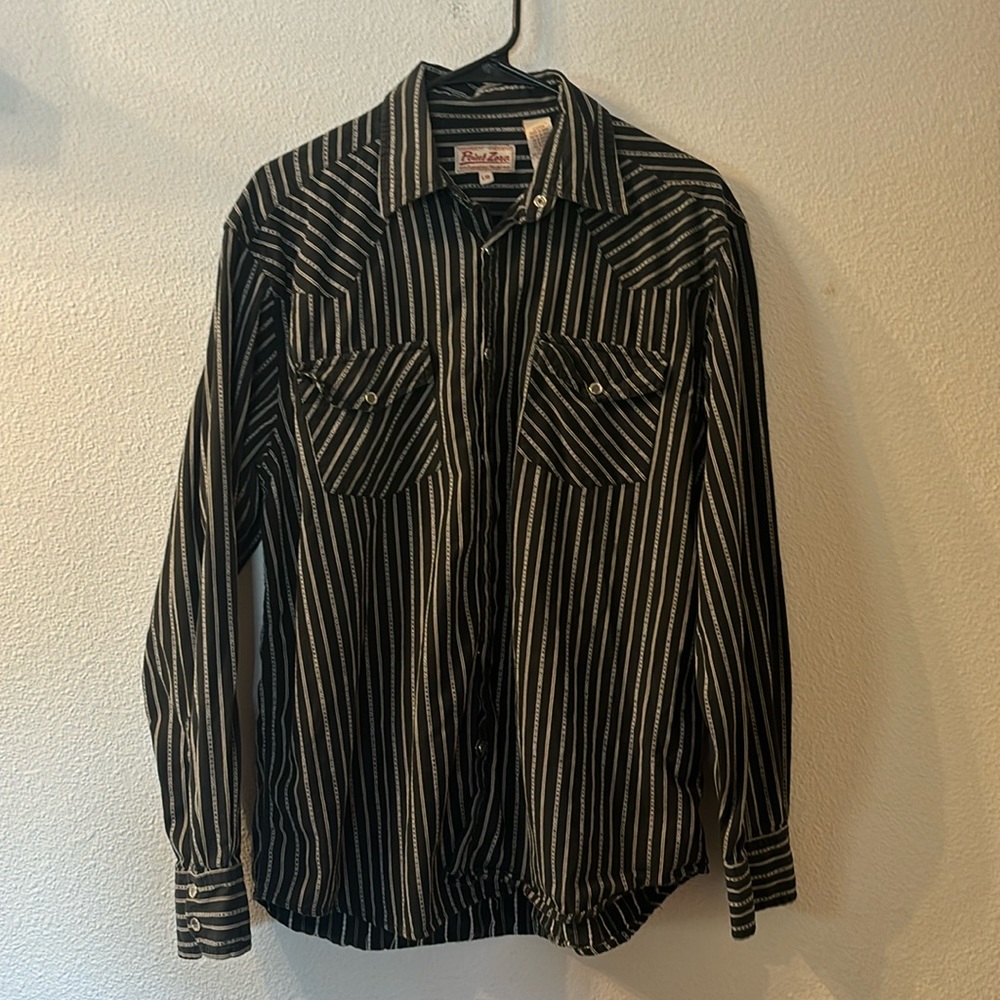 Vtg Point Zero Snap Button Down Western Top Size … - image 1